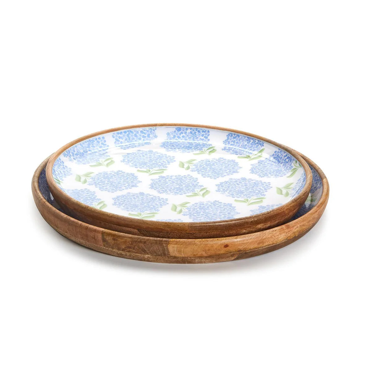 Hydrangea Wood Round Tray