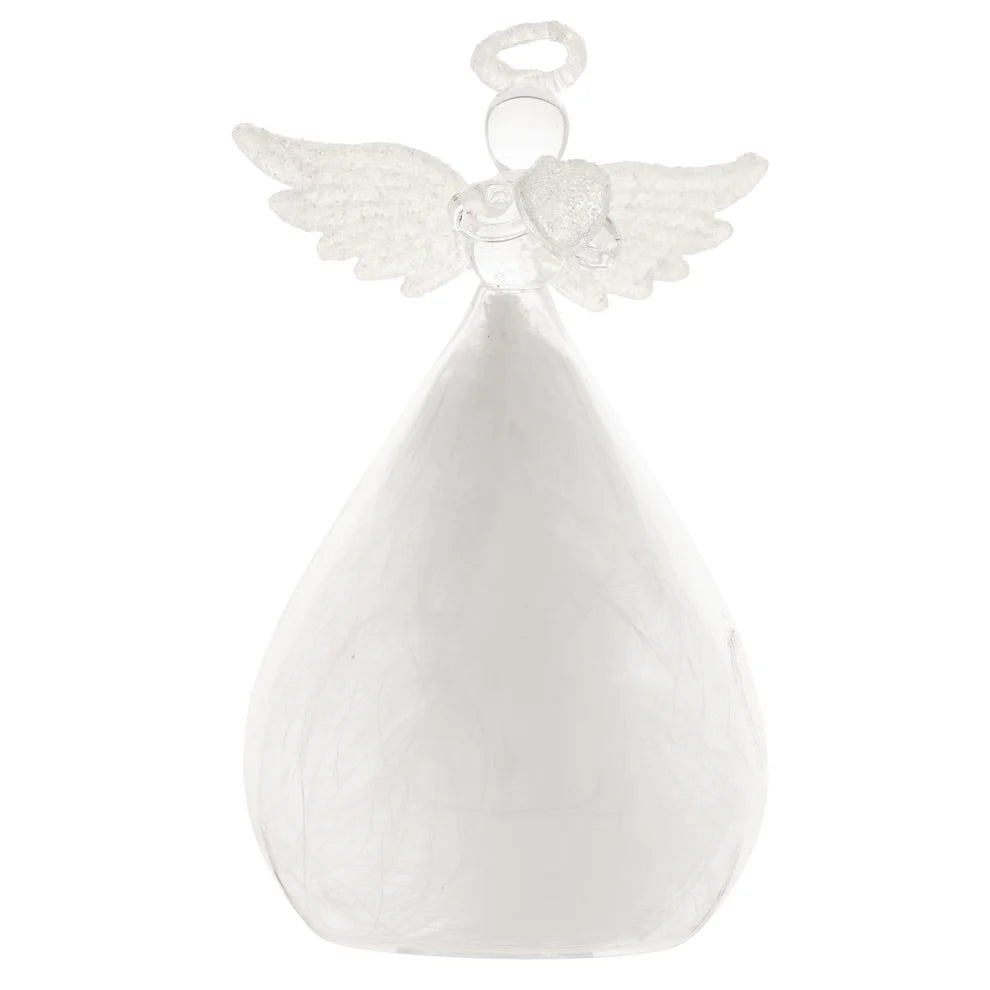 Small Feather Angel Glass Ornament