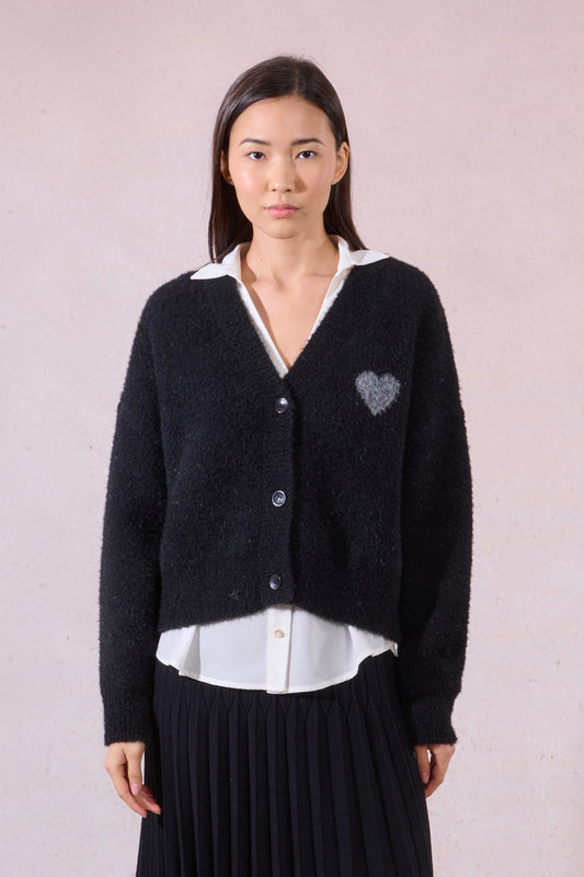 MB Black Heart Cardigan Sweater