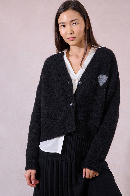 MB Black Heart Cardigan Sweater