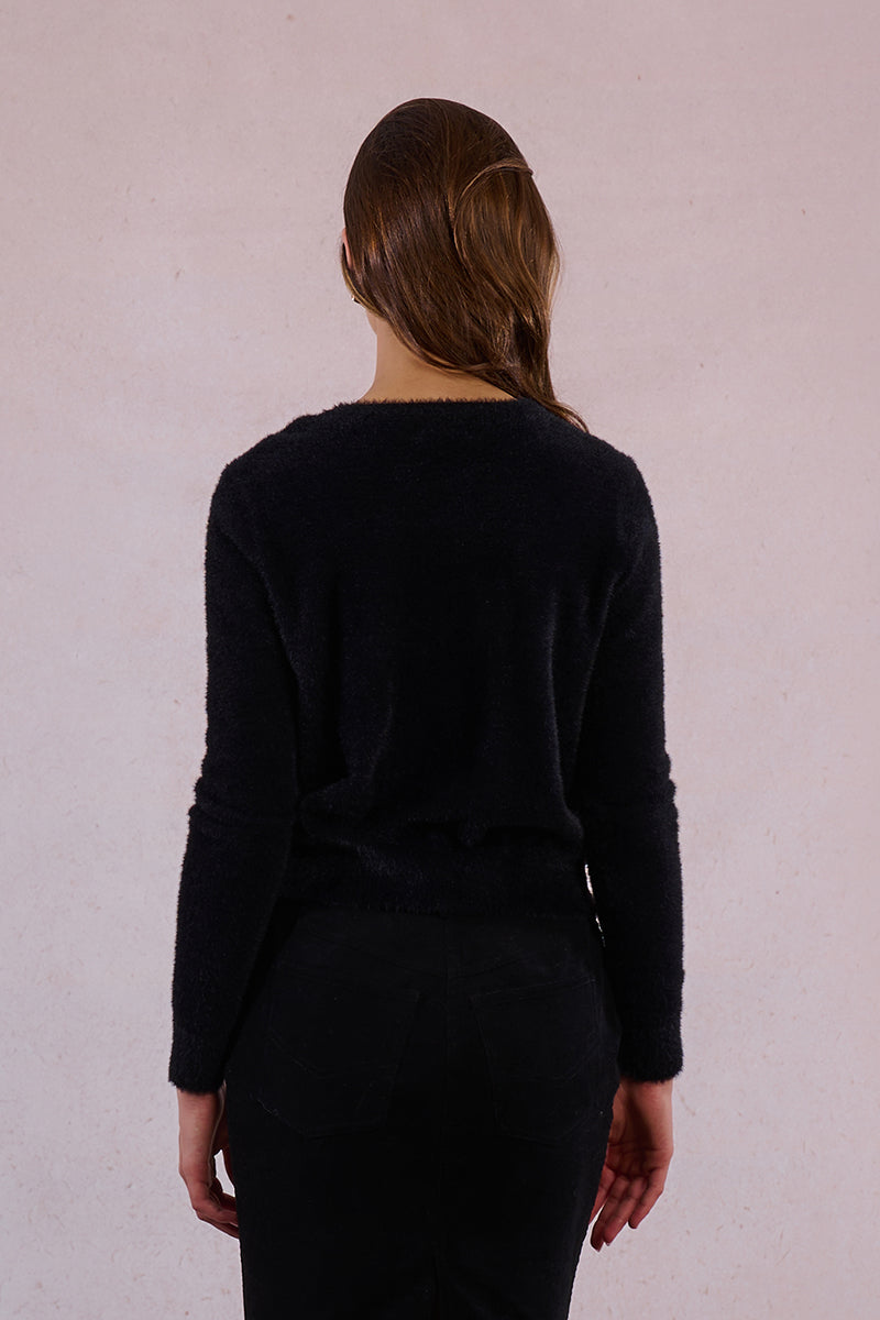 MB Black Pearl Button Cardigan Sweater