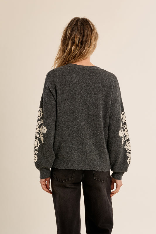 Ash Grey Embroidered MB Sweater