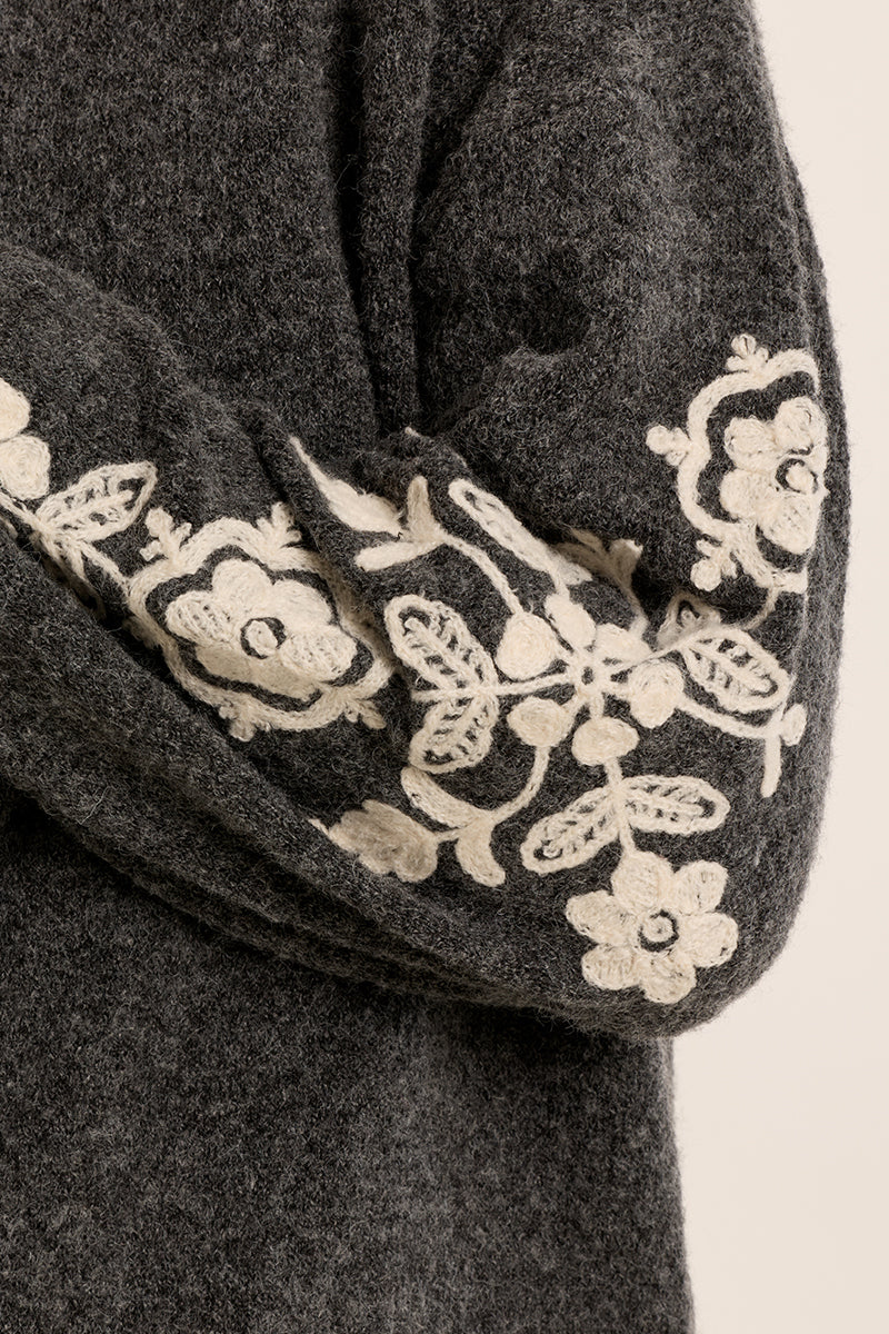 Ash Grey Embroidered MB Sweater