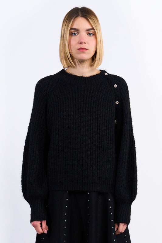 MB Black Side Button Sweater