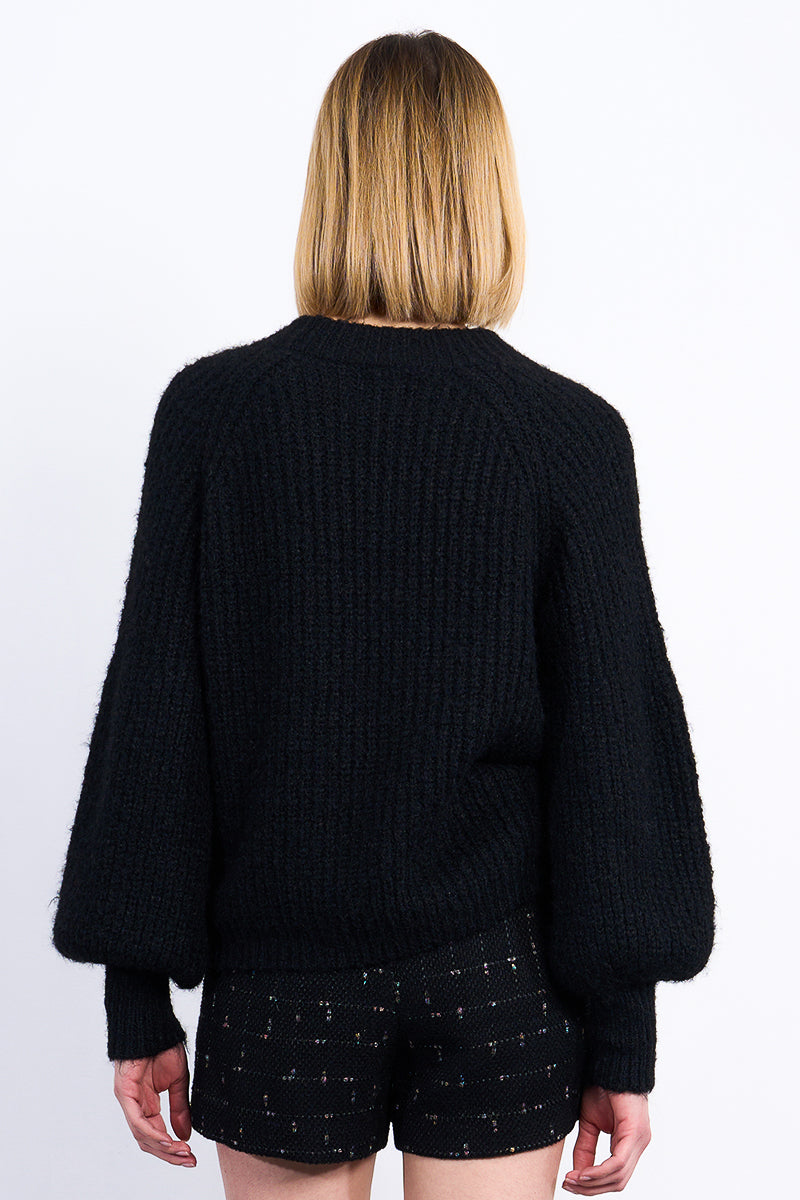 MB Black Side Button Sweater