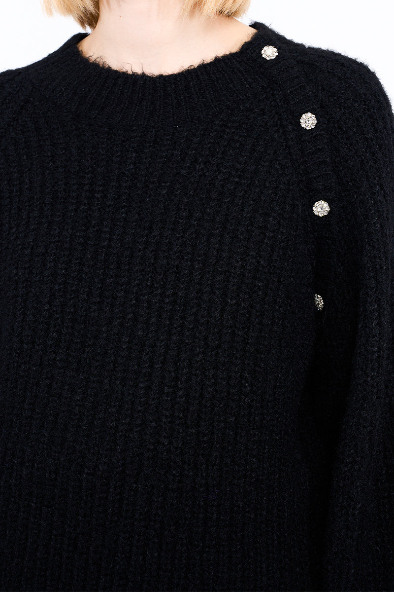 MB Black Side Button Sweater