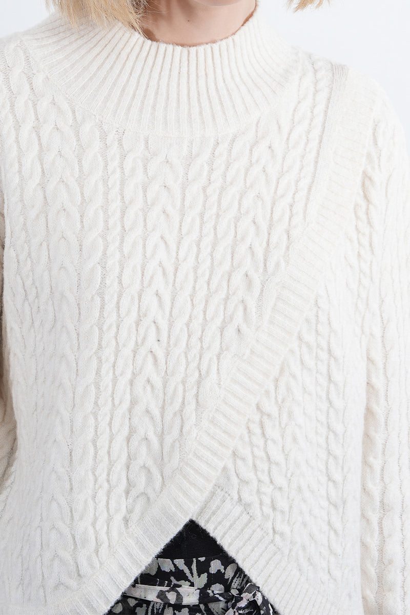 MB Off White Crisscross Sweater