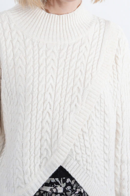 MB Off White Crisscross Sweater