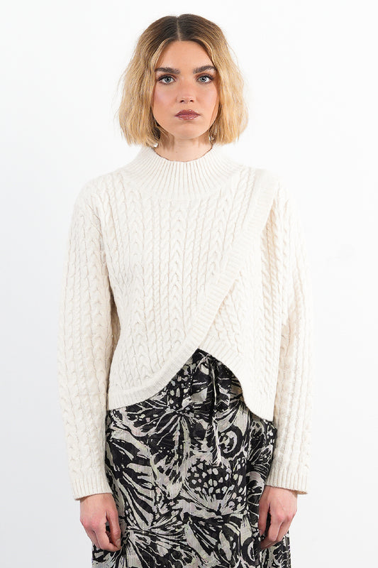 MB Off White Crisscross Sweater