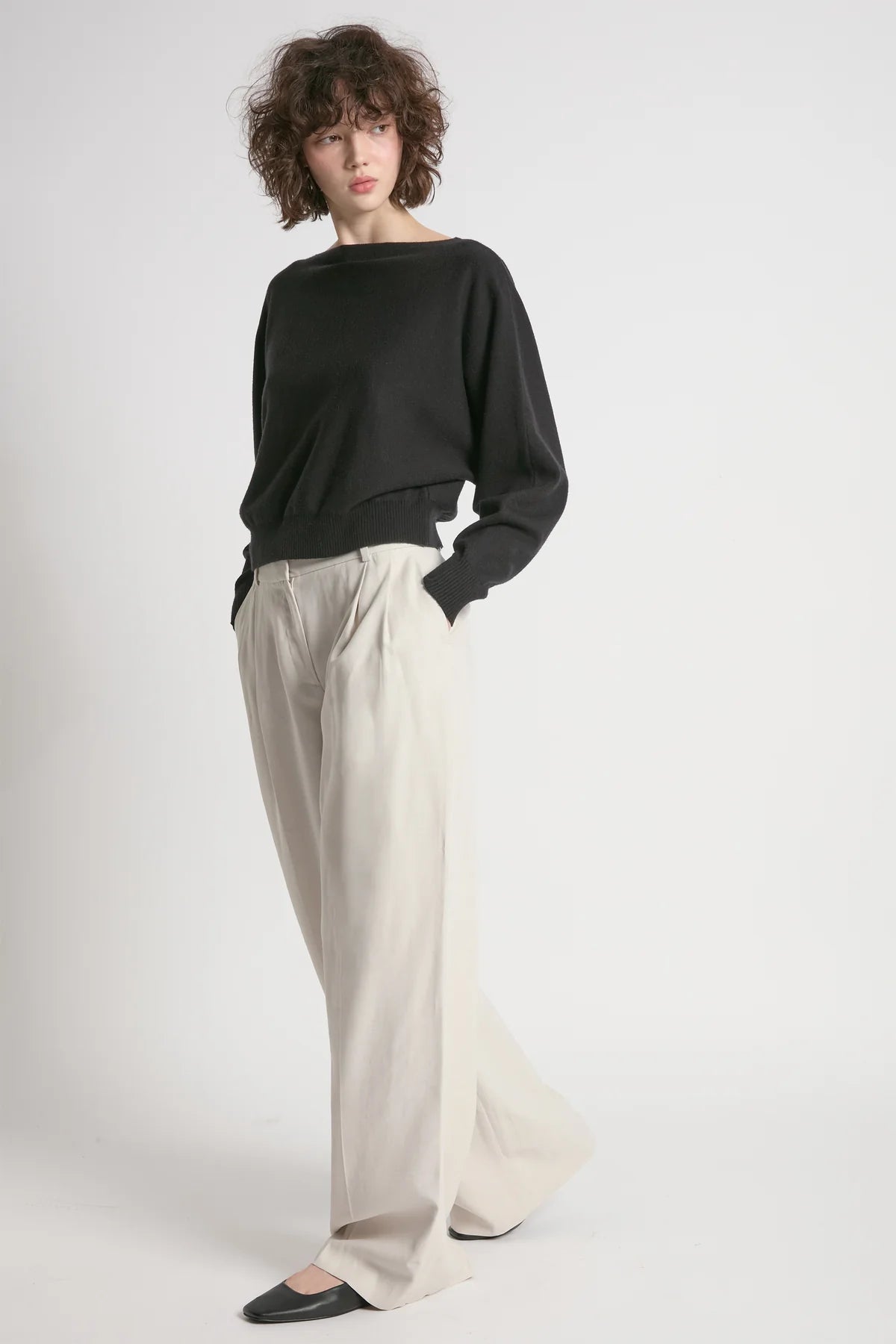 Black Grey Aura Crop Sweater