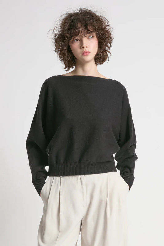 Black Grey Aura Crop Sweater
