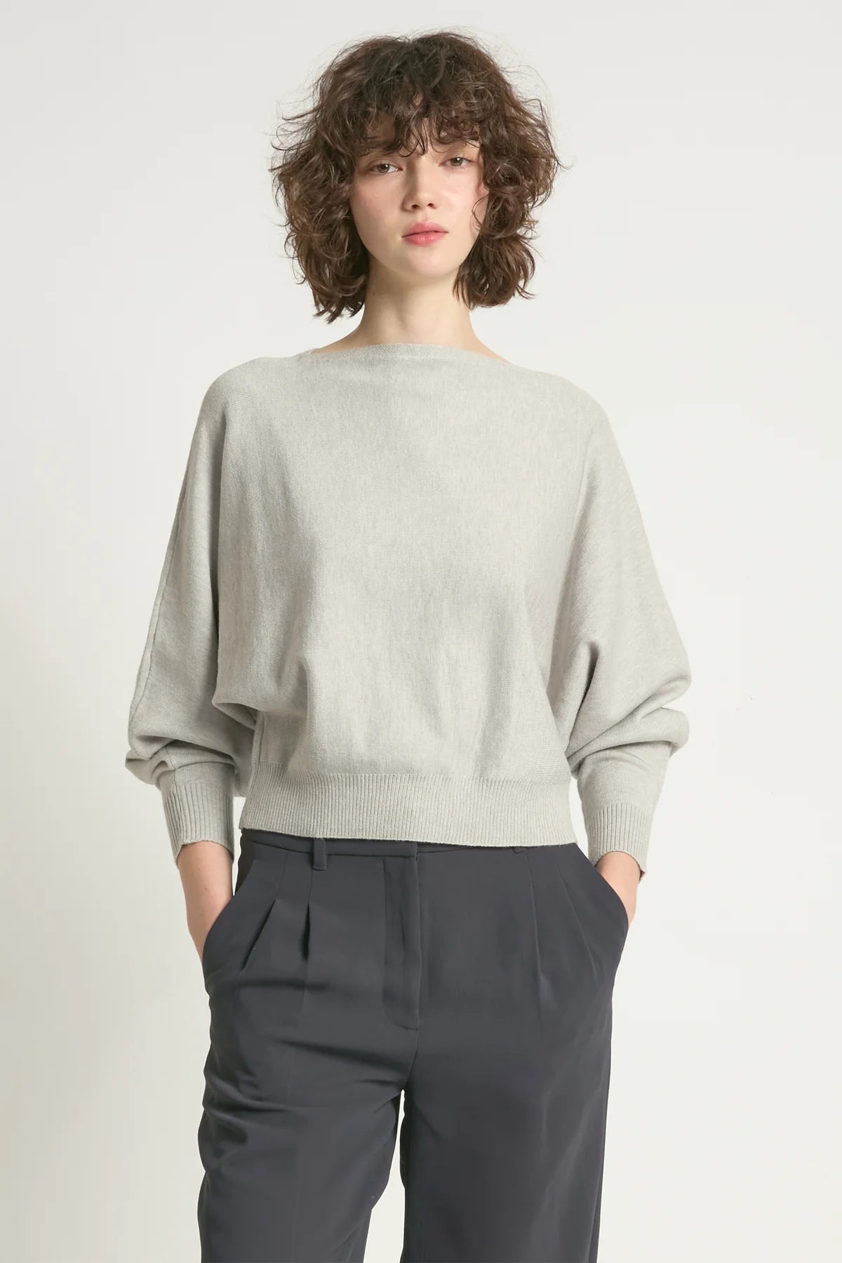 Stone Grey Aura Crop Sweater