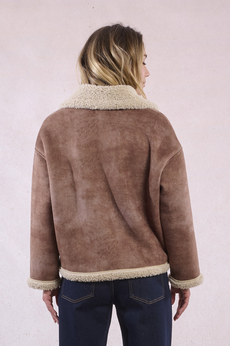 MB Brown Faux Shearling Coat