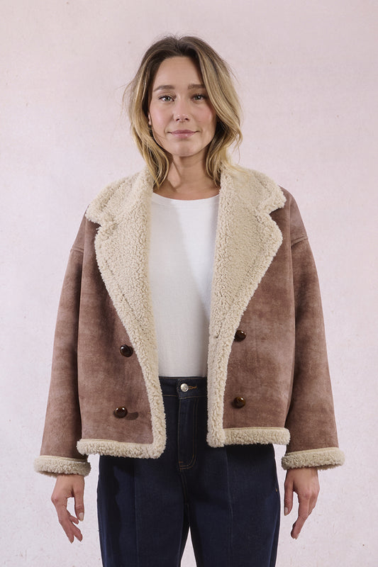 MB Brown Faux Shearling Coat