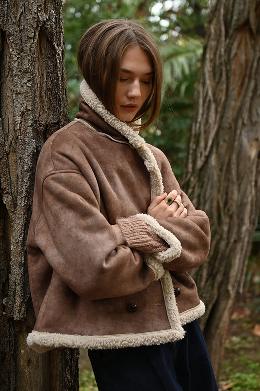 MB Brown Faux Shearling Coat