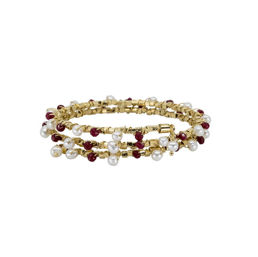 Ruby Pearl Wrap Bracelet