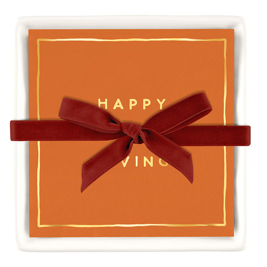 Happy Thanksgiving Ceramic Napkins & Tray