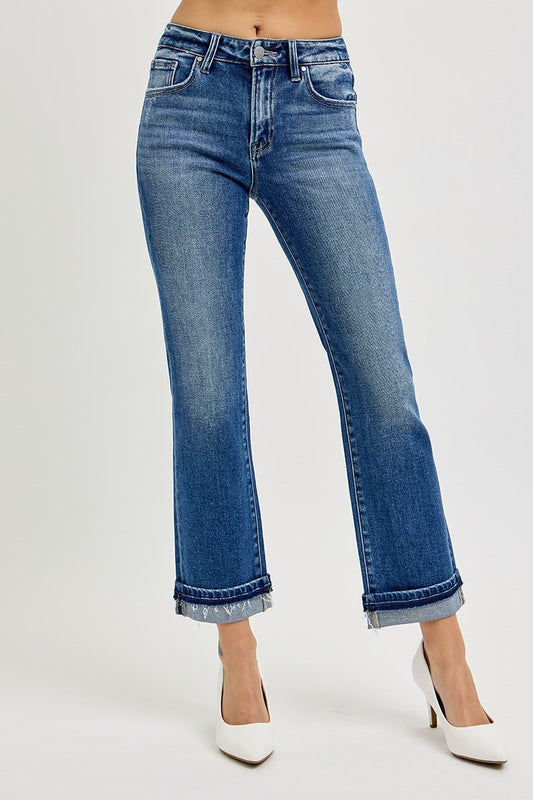 Mid-Rise Straight Cuffed Ankle Jeans RPD5311