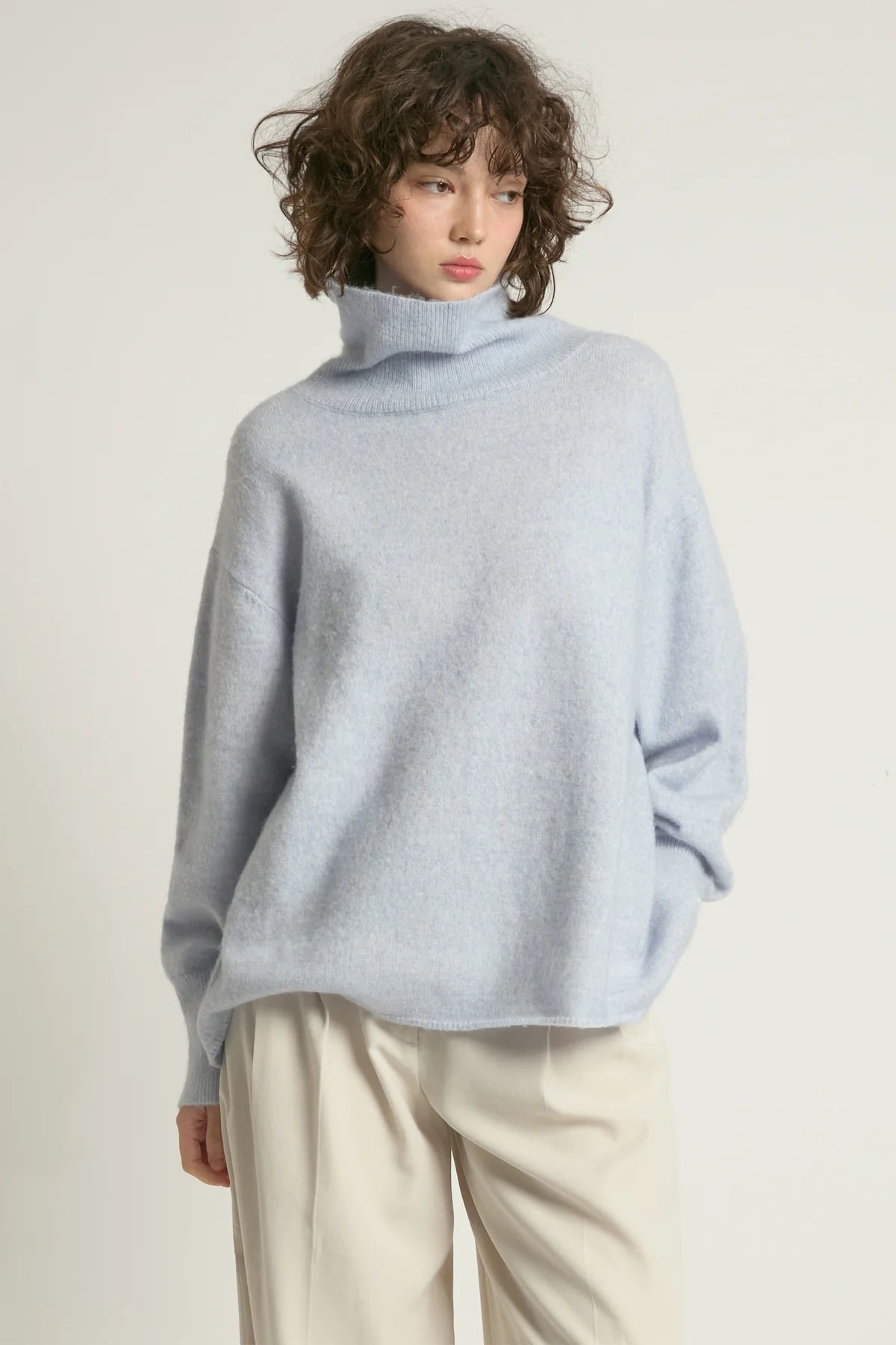 Blue Slouch Turtleneck Sweater