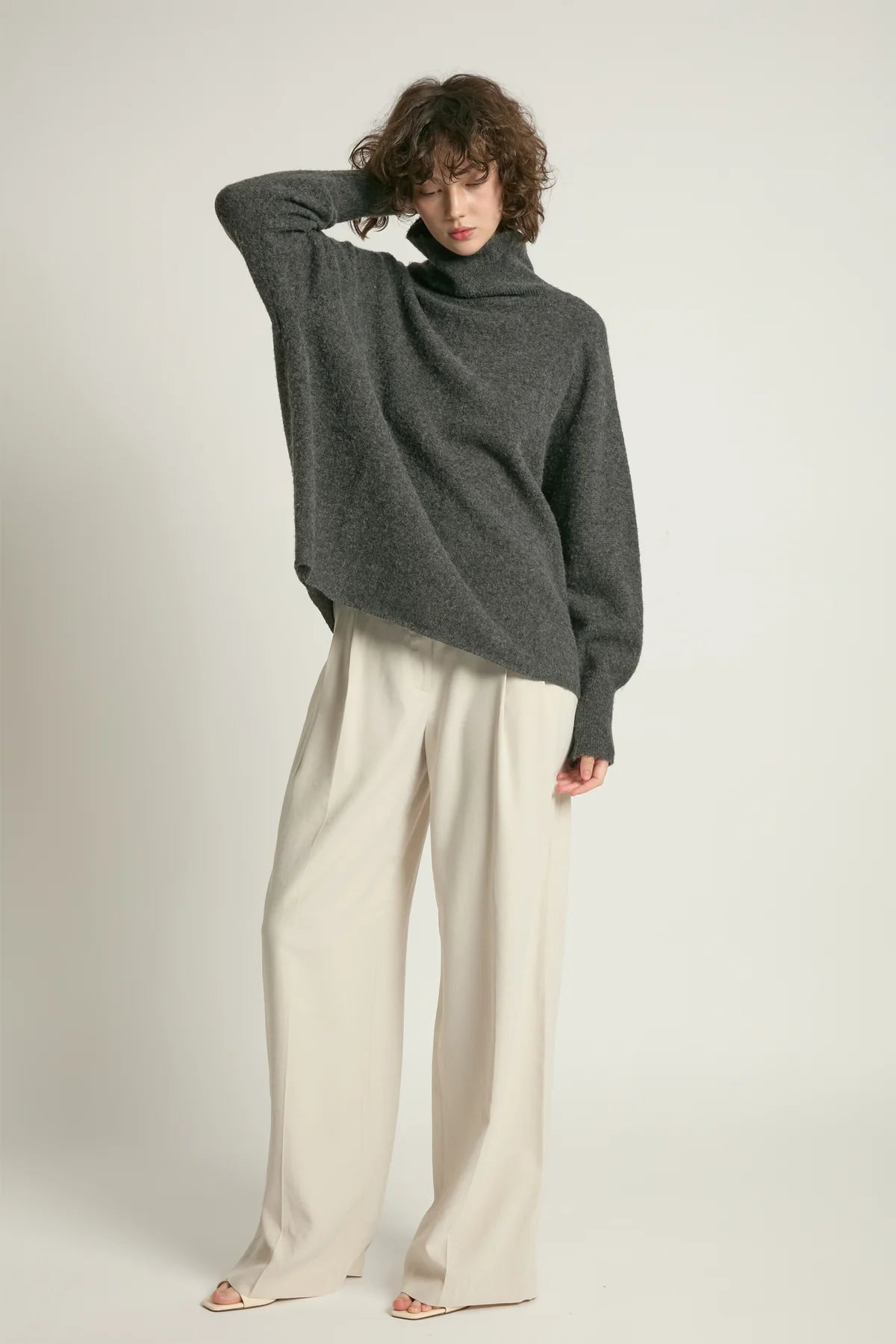 Charcoal Slouch Turtleneck Sweater