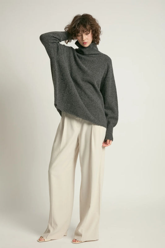 Charcoal Slouch Turtleneck Sweater