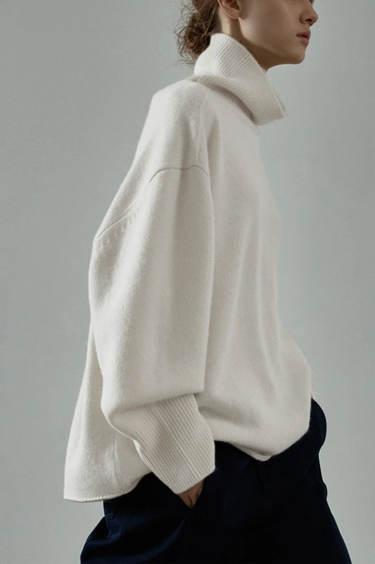 Ivory Slouch Turtleneck Sweater
