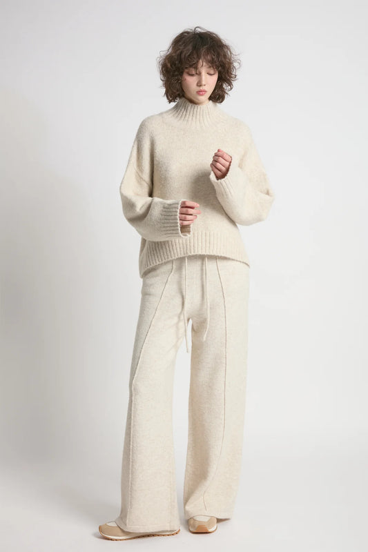 Beige Chunky Mockneck Sweater