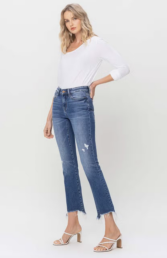Mid Rise Distressed Hem F5011 Jeans