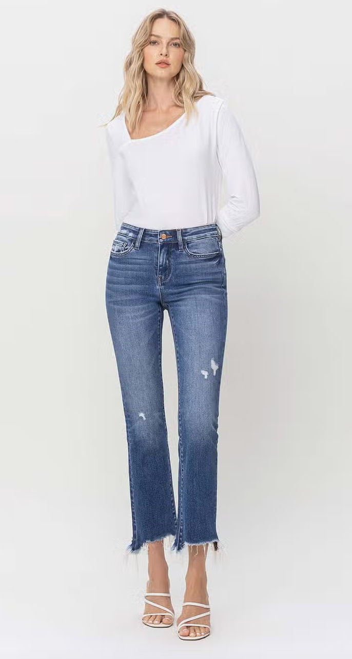 Mid Rise Distressed Hem F5011 Jeans