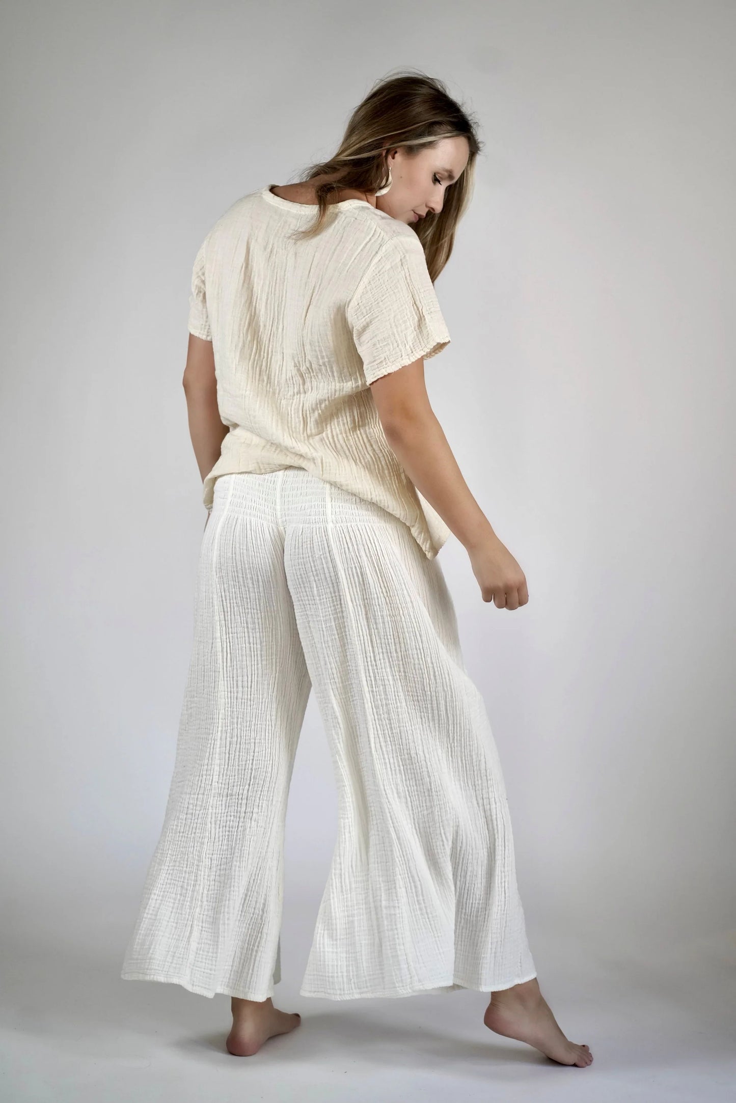 Arpa White Cotton Gauze Pants