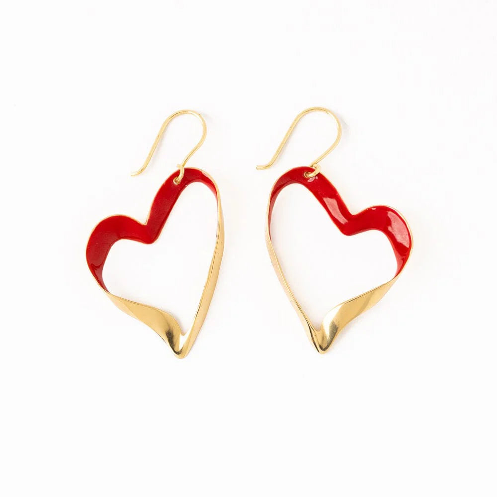 Amara Enamel Heart Drop Earrings