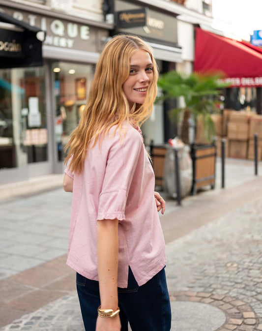 Rose Quartz Amelia Ruffle Tee