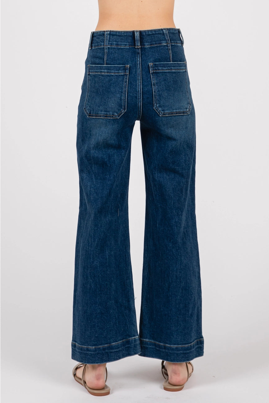 A-Line Dark Darted Jeans
