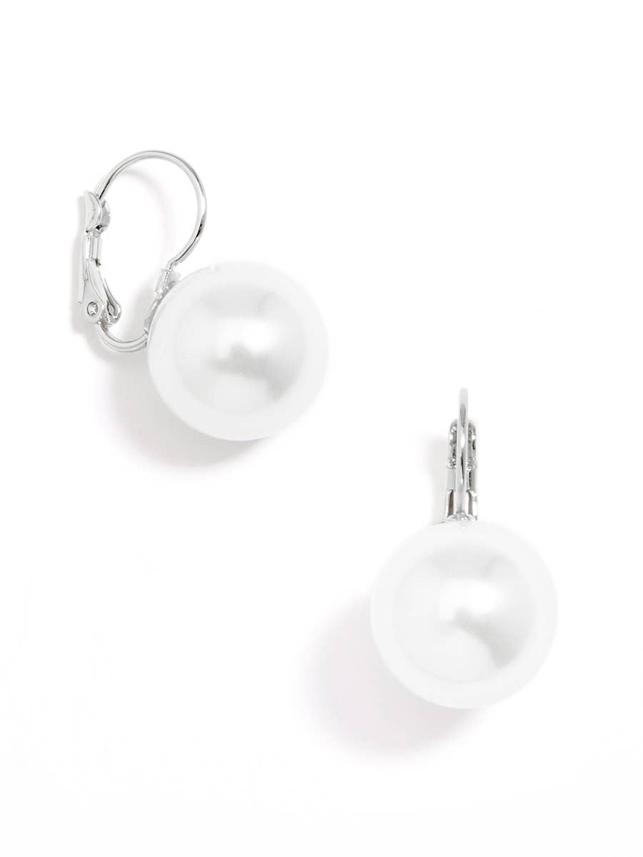 Single Pearl Drop Earring With Silver Accents