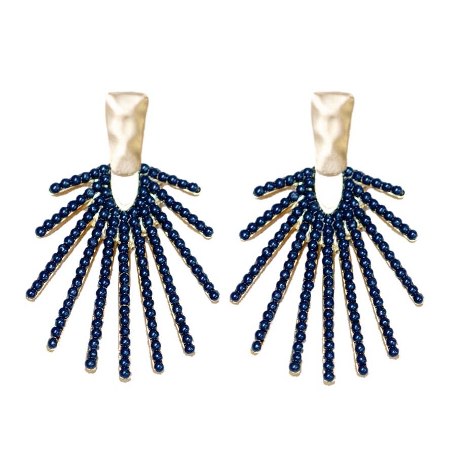 Navy Sunburst Statement Earrings