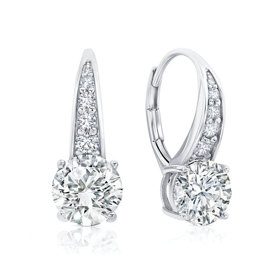 Brilliant Cut Lever Back Drop Earrings in Platinum - 906166L00CZ