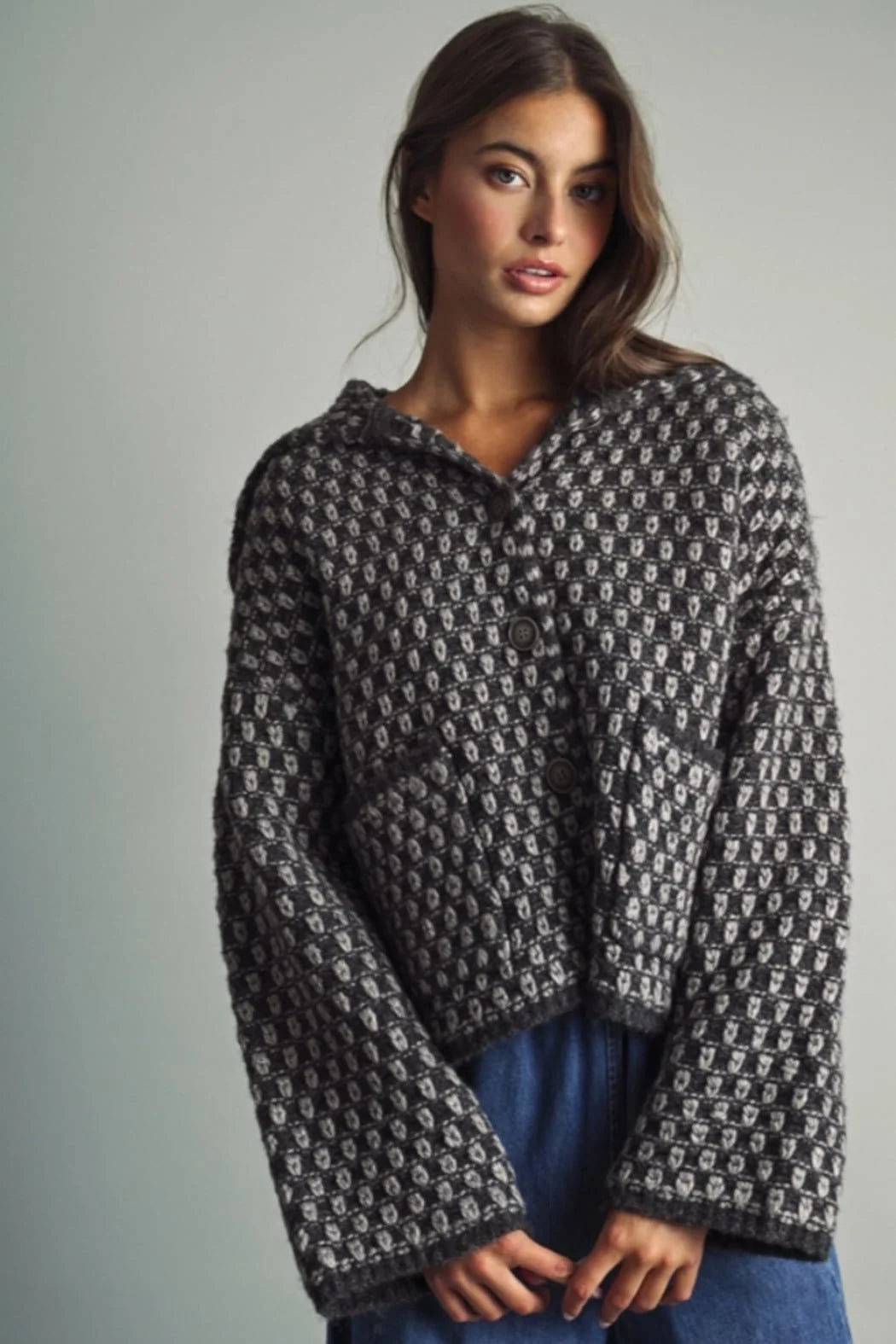 Charcoal Big Collar Jacket