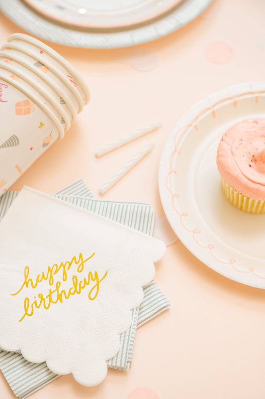 Gold Happy Birthday Cocktail Napkins