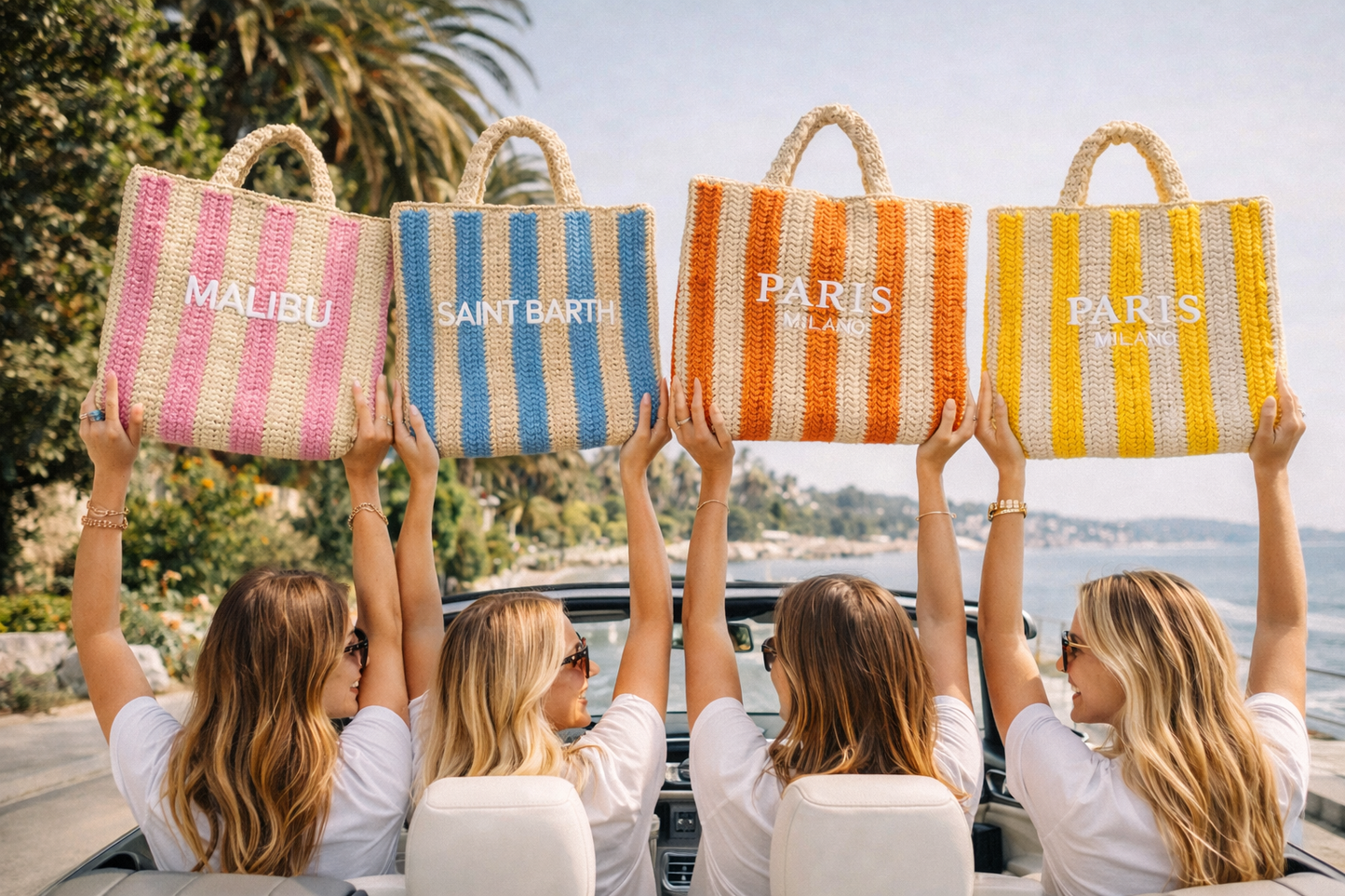 Pink Malibu Raffia Tote Bag