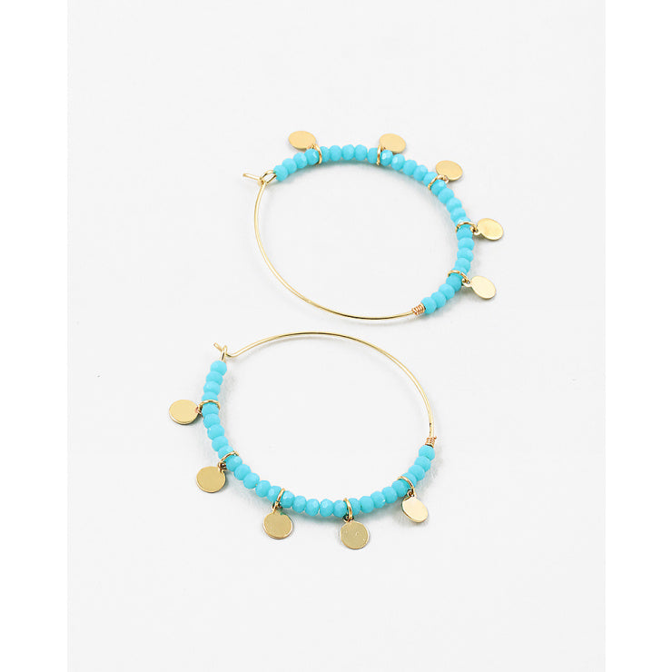 Turquoise Disc Hoops