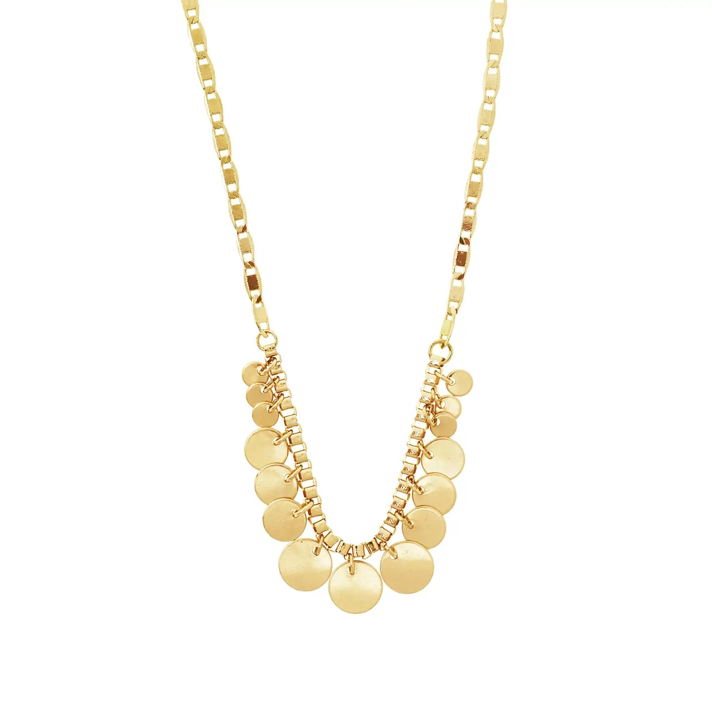 Anchor/Box Link Disc Detail Necklace