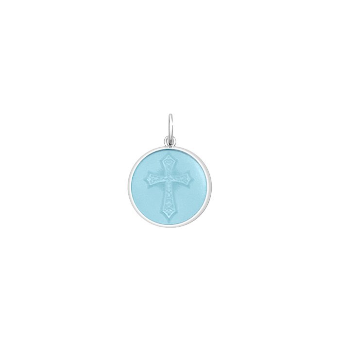 Cross Light Blue Silver Small Pendant