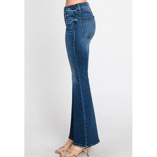 Bella Whisker with Crease Line Flare Jeans