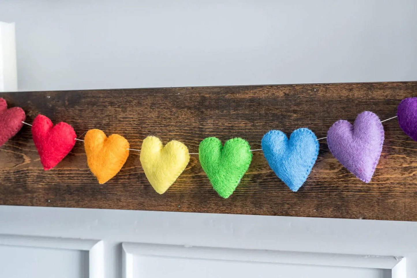Rainbow Hearts Valentines Felt Garland