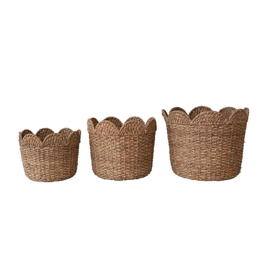 Scalloped Bankuan Rattan Baskets