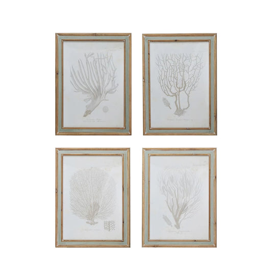 Neutral Coral Print Natural Frame