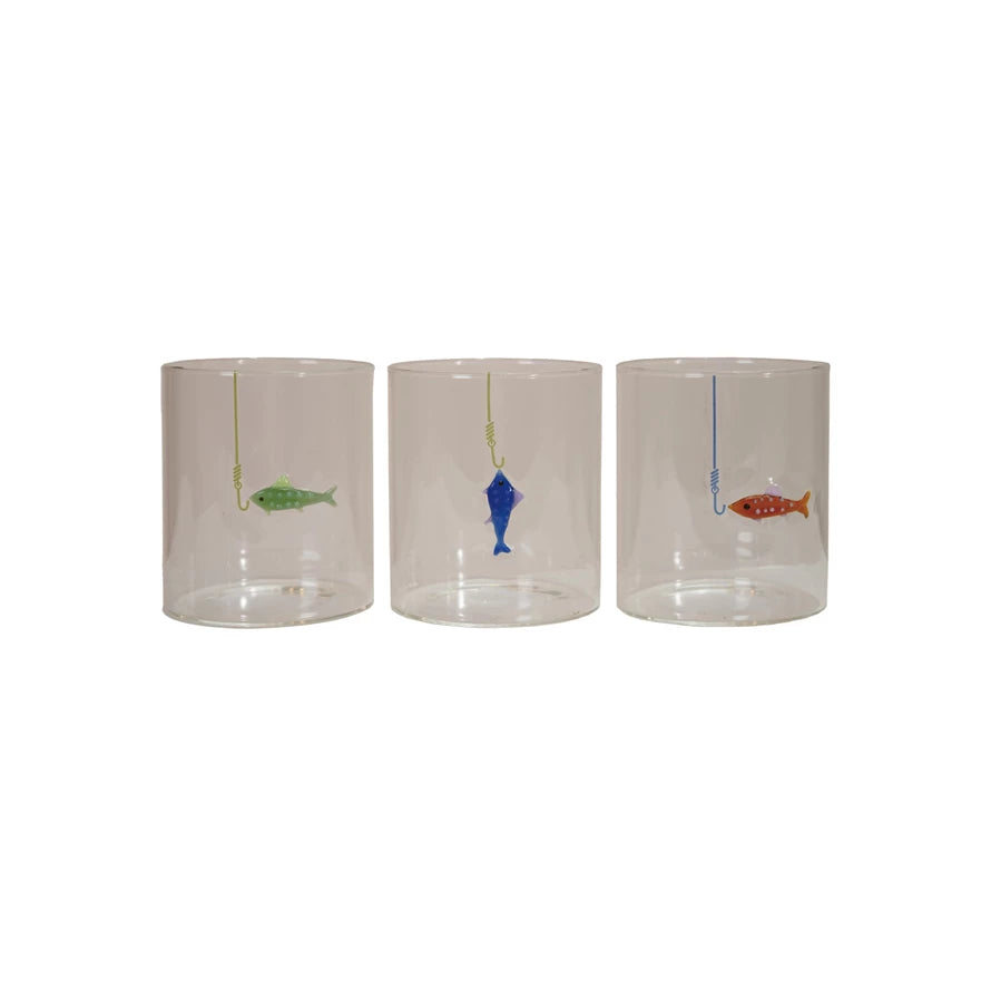 Fish On Hook Drinking Glass