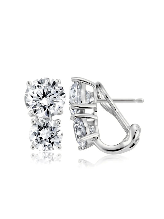 3ct Double Post Earrings in Platinum - 9012104E00CZ