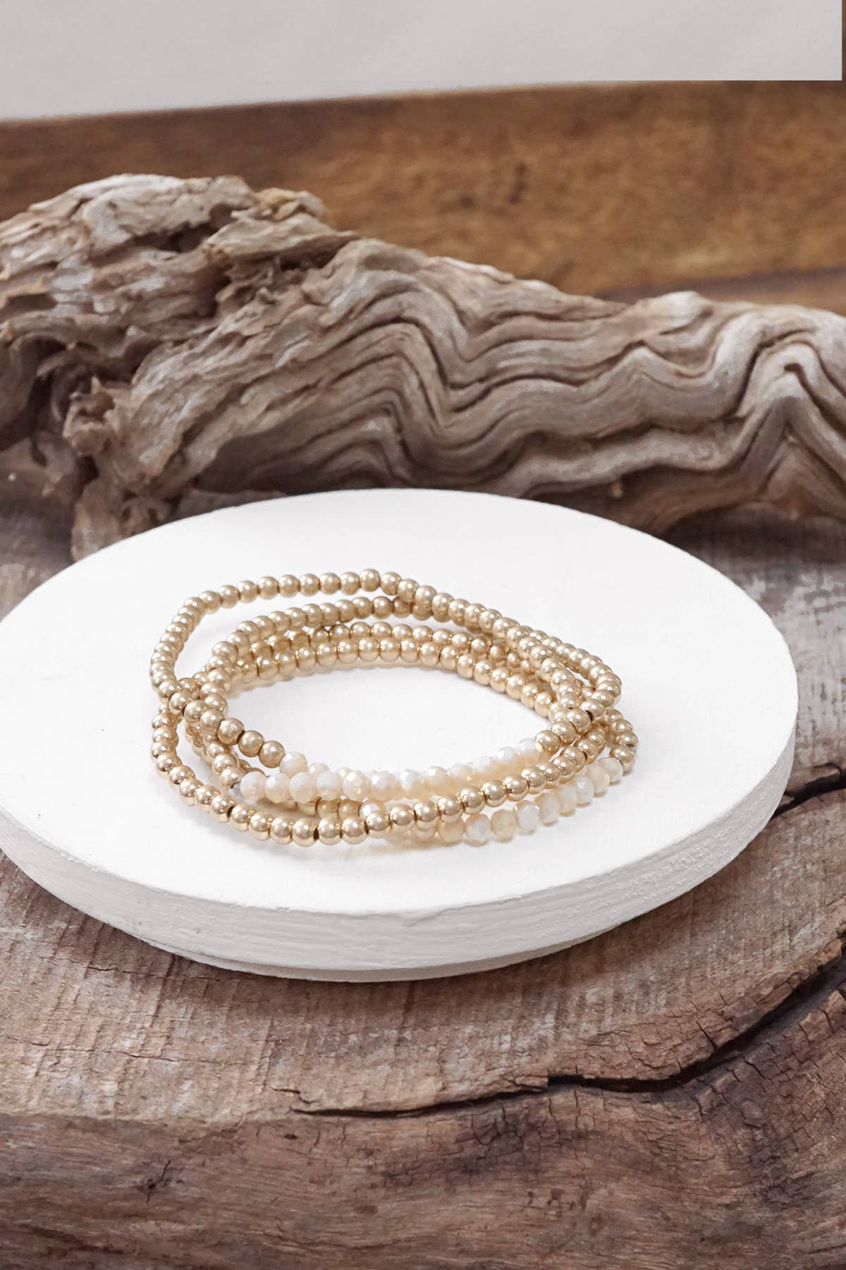 Gold Glass Beads Bracelet Stack