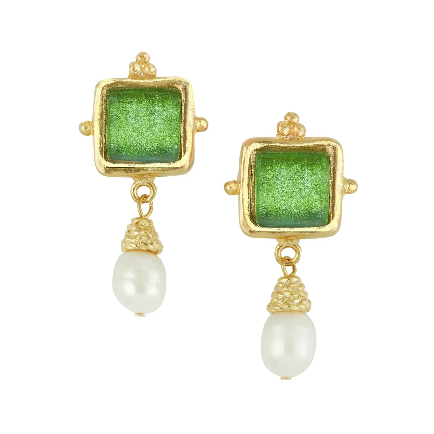 Green Pearl Earrings